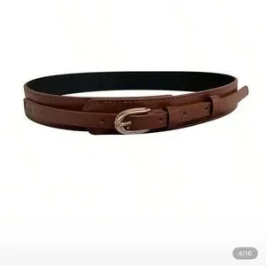Zara Tan Leather Belt with Gold Buckle FAUX LEATHER BELT - Brown | ZARA United States main image 3